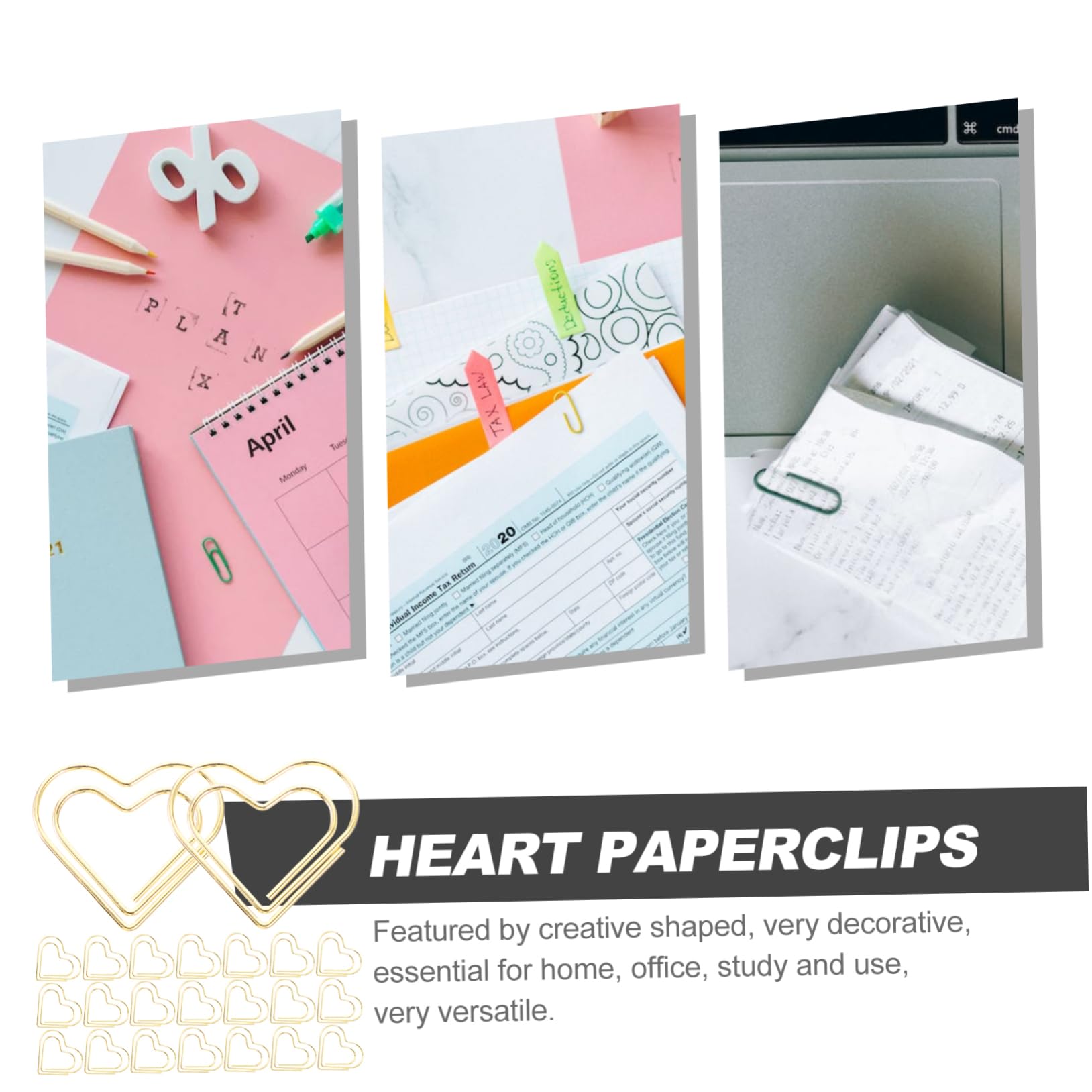 3 Ensembles Trombones Forme De Cœur Clips Pratiques Pour Documents Photos Et Notes Accessoires De Adorables Et Décoratifs 100 Pièces * 3