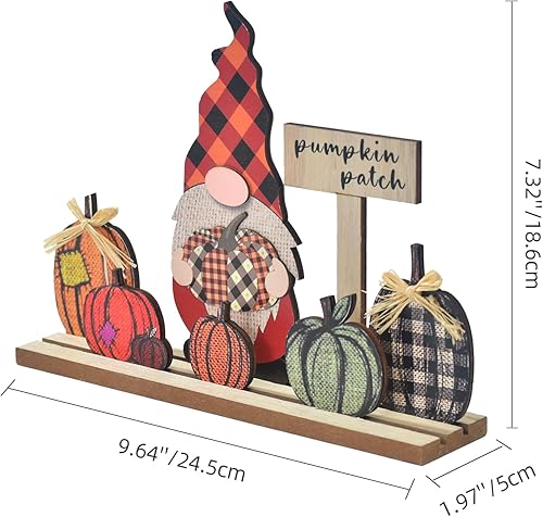 Miniatura 3 de Decoración de Acción de Gracias para el hogar, gnomos de decoración de otoño, letreros de calabazas de madera, juego de decoración de bandeja