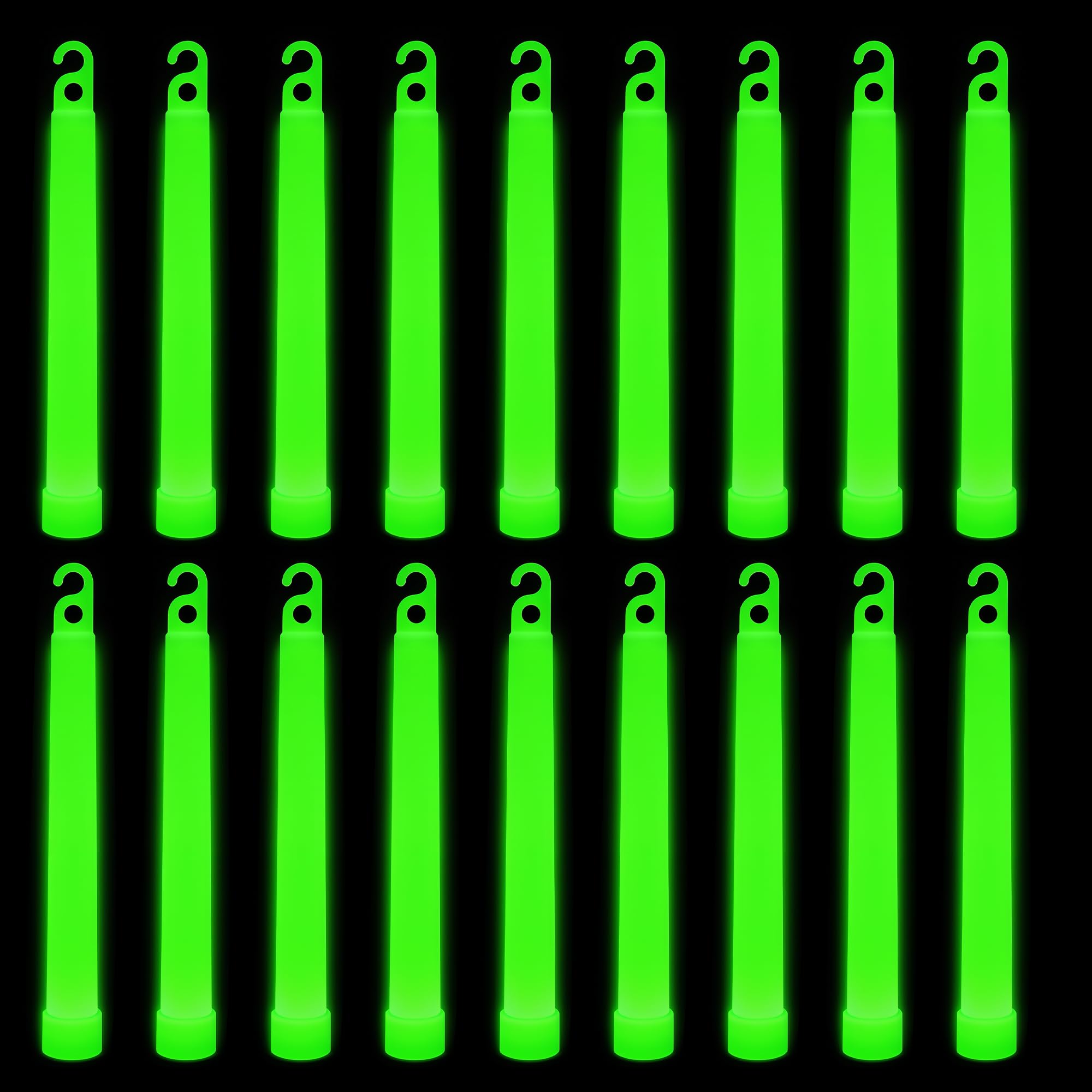WedDecor Neón Colores Ultra Brillante Brilla en la Oscuridad Barra Luminosa Tubos Cordón Premium Fluorescente Luz Palos para Graduación Fiesta, Camping, Nuevo Año ’S Víspera, 6 Inches, 25pcs, Verde