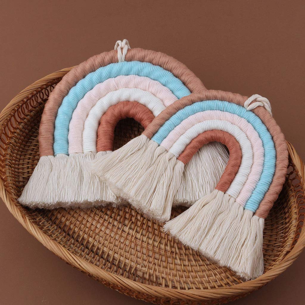 Arazzo Macramè Arcobaleno - Decorazione Boho Per Camera Dei Bambini O Casa, Realizzato A Mano - Foto 1
