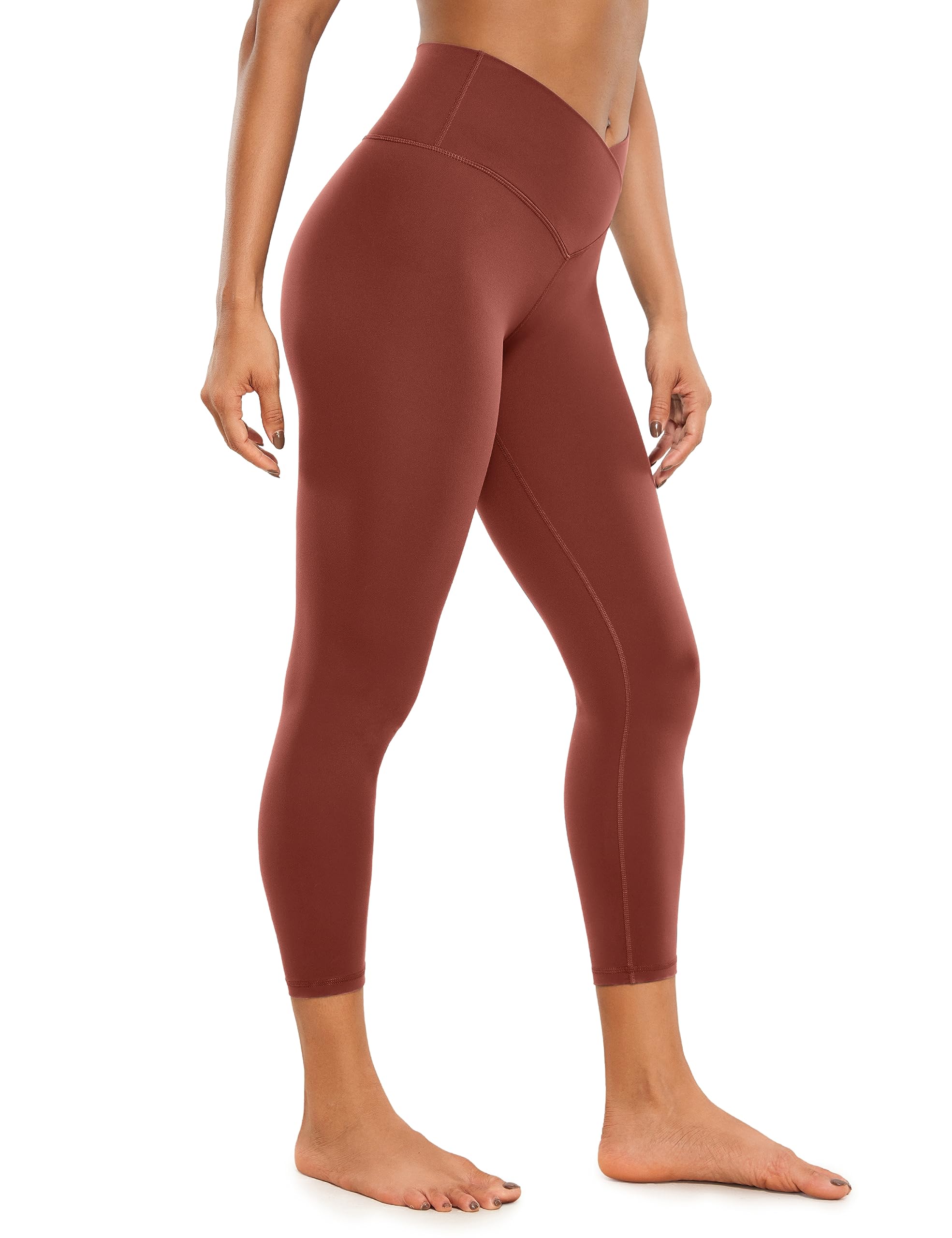 CRZ YOGA Womens Butterluxe Crossover Workout Capri Leggings 23 Inches - High Waist V Cross Crop Gym Yoga Pants