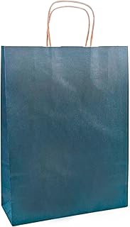 Raylu Paper® - Pack de 25 Bolsas de papel Kraft de colores con asas resistentes, bolsas de papel 100% reciclables para la compra, chuches o regalos