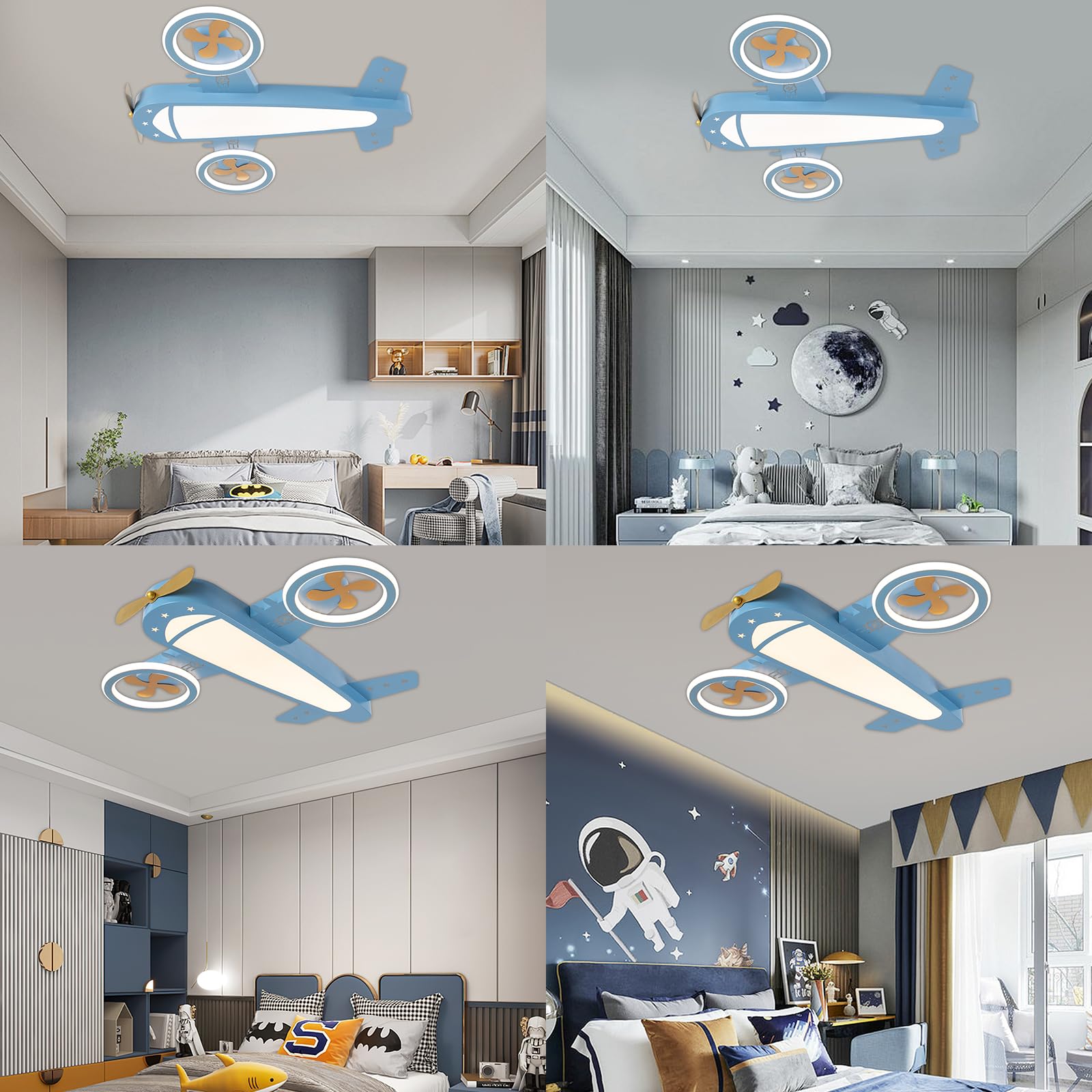 Plafonnier LED mignon et élégant avec motif d'avion - Température de couleur réglable avec une télécommande - Éclairage de plafond pour chambre d'enfant - Pour chambre d'enfant - Pour chambre d'enfant
