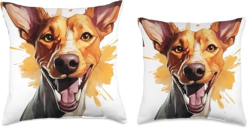 Miniatura 3 de Podenco Canario Geschenke & Gassi Bekleidung Podenco Canario Portrait Colour Artwork Throw Pillow, 18x18, Multicolor