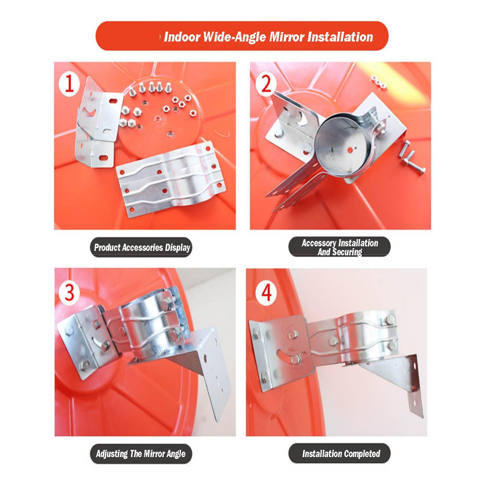Miroir Convexe incurvé Grand Angle de 11,8 Pouces, avec Support de Fixation Murale, pour Angle Mort intérieur/extérieur, pour allée, Parc, Garage (80 x 80 cm)