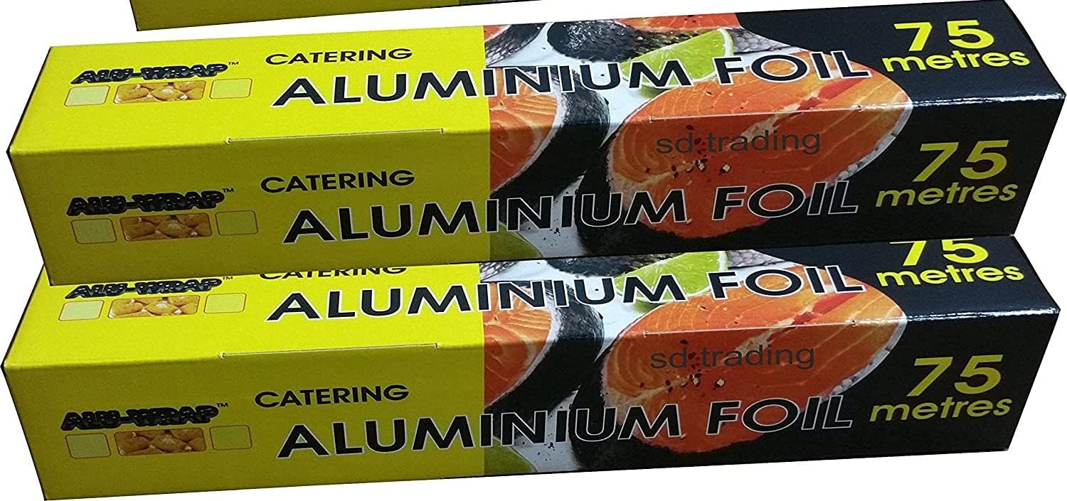 2X Aluminium Kitchen Catering Foil 450mm x 75m with Inbuilt Cutter (ALUWRAP) Amazon.co.uk