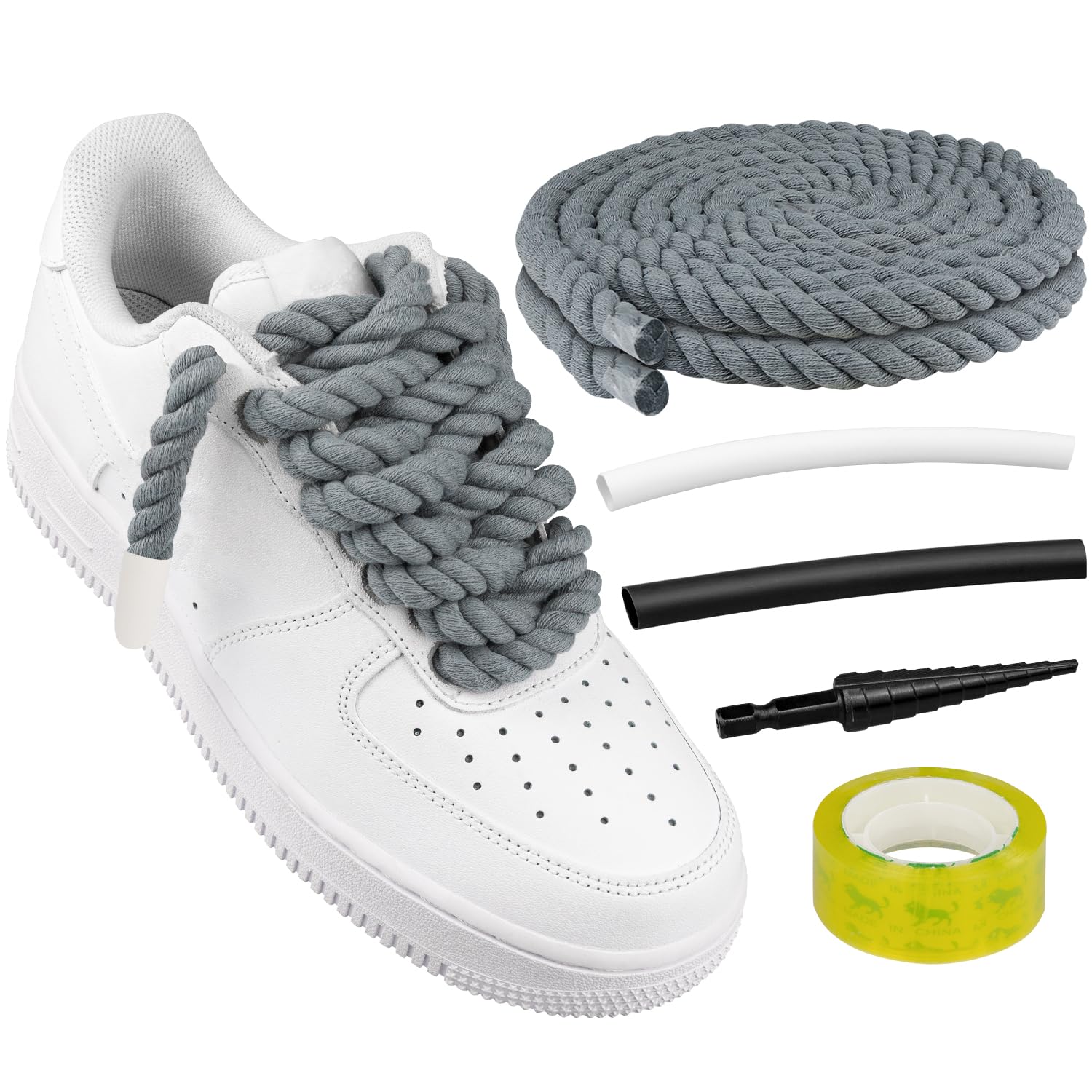 Endoto Thick Rope Shoe Laces for Air Force 1, Chunky Twisted Shoelaces with DIY Custom Accessories for AF Sneaker Shoes