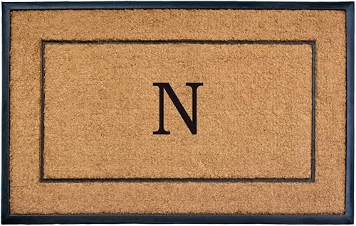 Calloway Mills 101633048N 30 x 48 in. The General Monogram Rectangular Doormat Natural & Black - Letter N