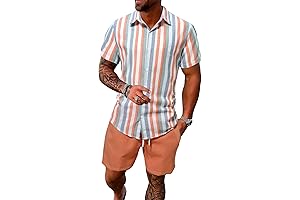 Effortlessly Stylish Men's 2 Piece Hawaiian Outfits for Summer Breezes