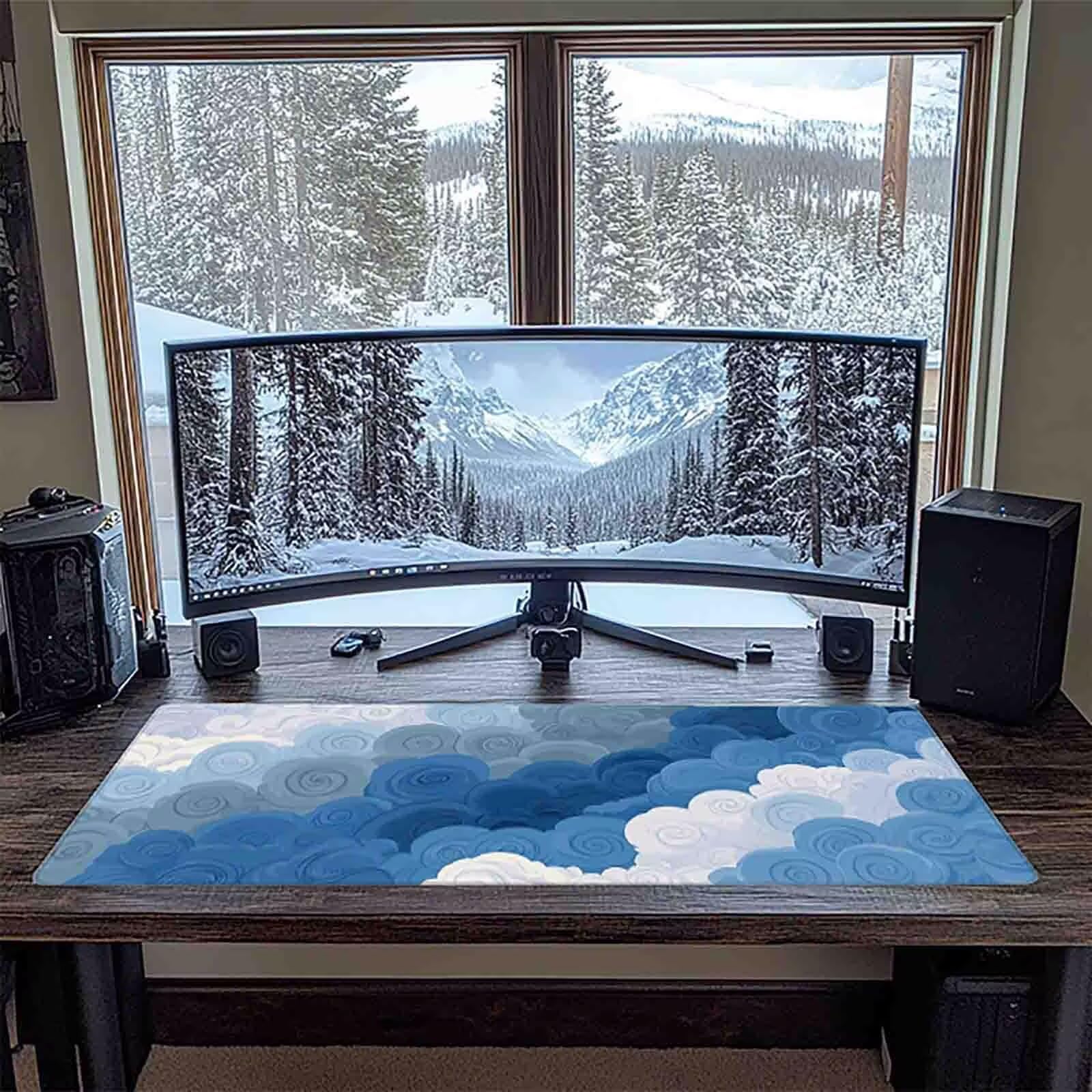 Tappetino Mouse XXL 1000x500mm Blu Mousepad Astratto Tappetino Scrivania Grande, con base in Gomma Antiscivolo, Impermeabile Sottomano Scrivania, Computer, Ufficio, Accessori Gaming Mouse Pad 5-3754k