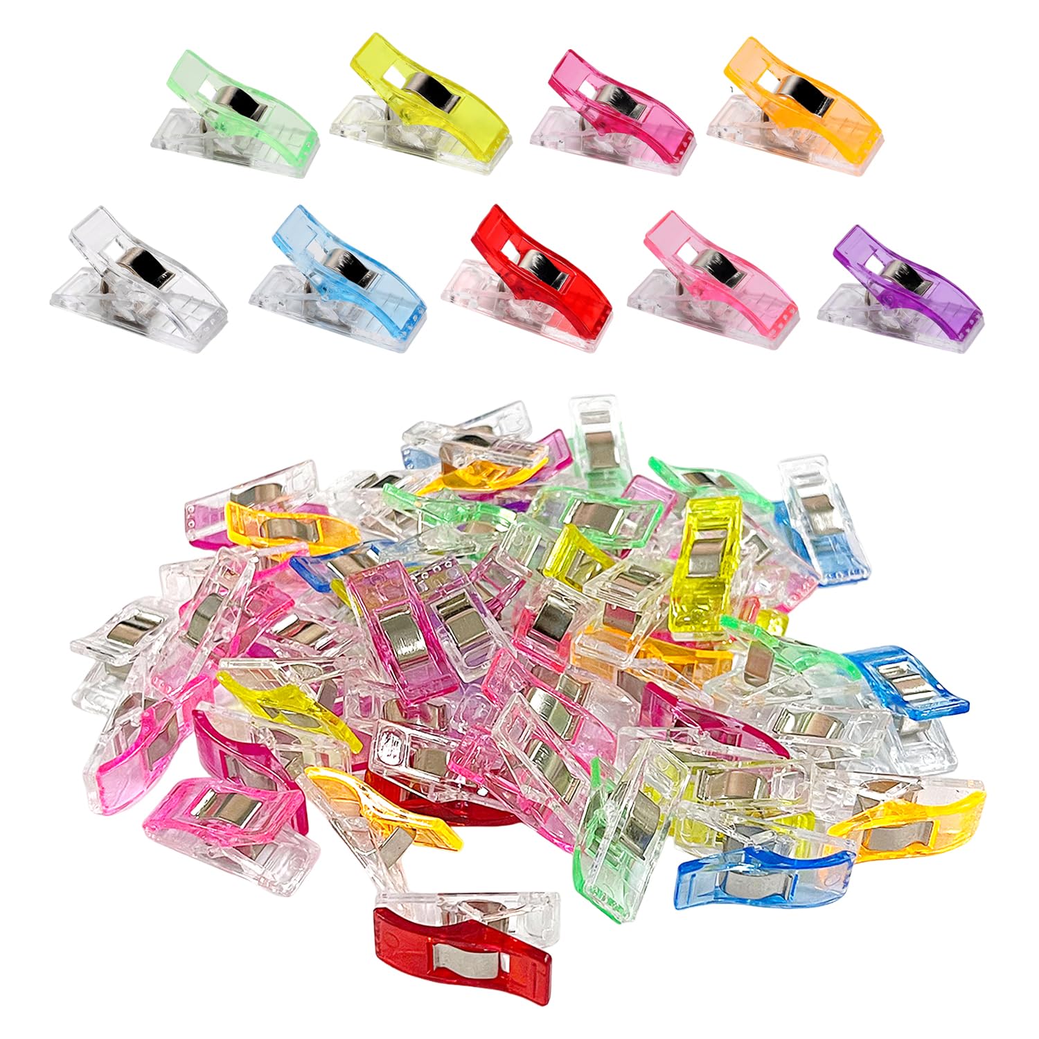 Eowvisn Mixed Color 70 Mixed-Color Sewing Clips, Patchwork Axe Clips, Practical Fabric Hand Tools, Suitable For Fabric Fixing, Manual Sewing And Other Scenes.
