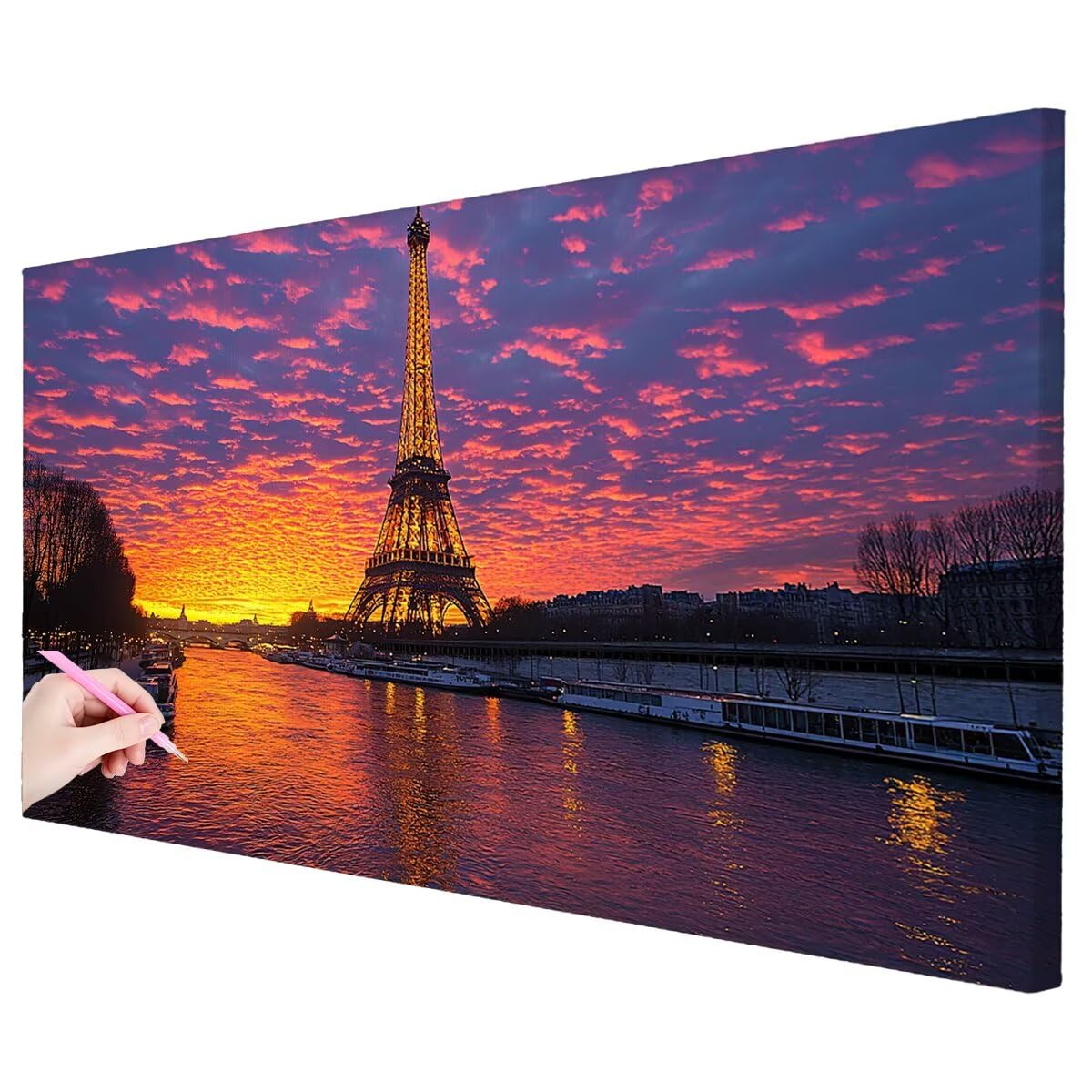 Duży diamentowy krajobraz, 120 x 60 cm, zestawy do malowania diamentami 5D dla dorosłych, DIY, Paryż klejnot, sztuka dla dorosłych, pełne okrągłe wiertło, kryształowe malarstwo, rękodzieło, Dimond