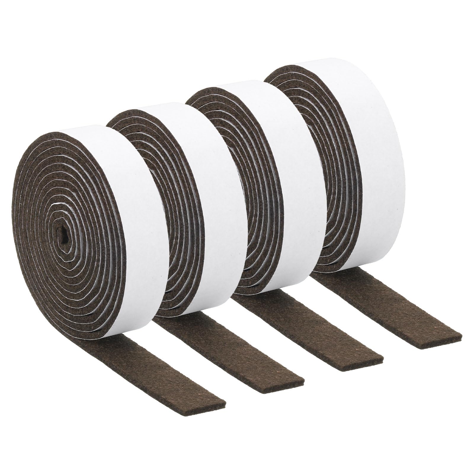 uxcell Felt Strips with Adhesive Backing, 4 Rolls 4/5" x 79" x 0.12" Anti Scratch Furniture Felt Tapes Self-Stick Pads for Protecting Hardwood Floor, Brown