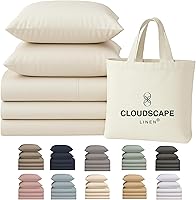 Vista 37 de Cloud Scape Linen - Juego de sábanas de 100% algodón egipcio, tamaño individual, juego de ropa de cama de lujo de 3 piezas, 400 hilos, calidad