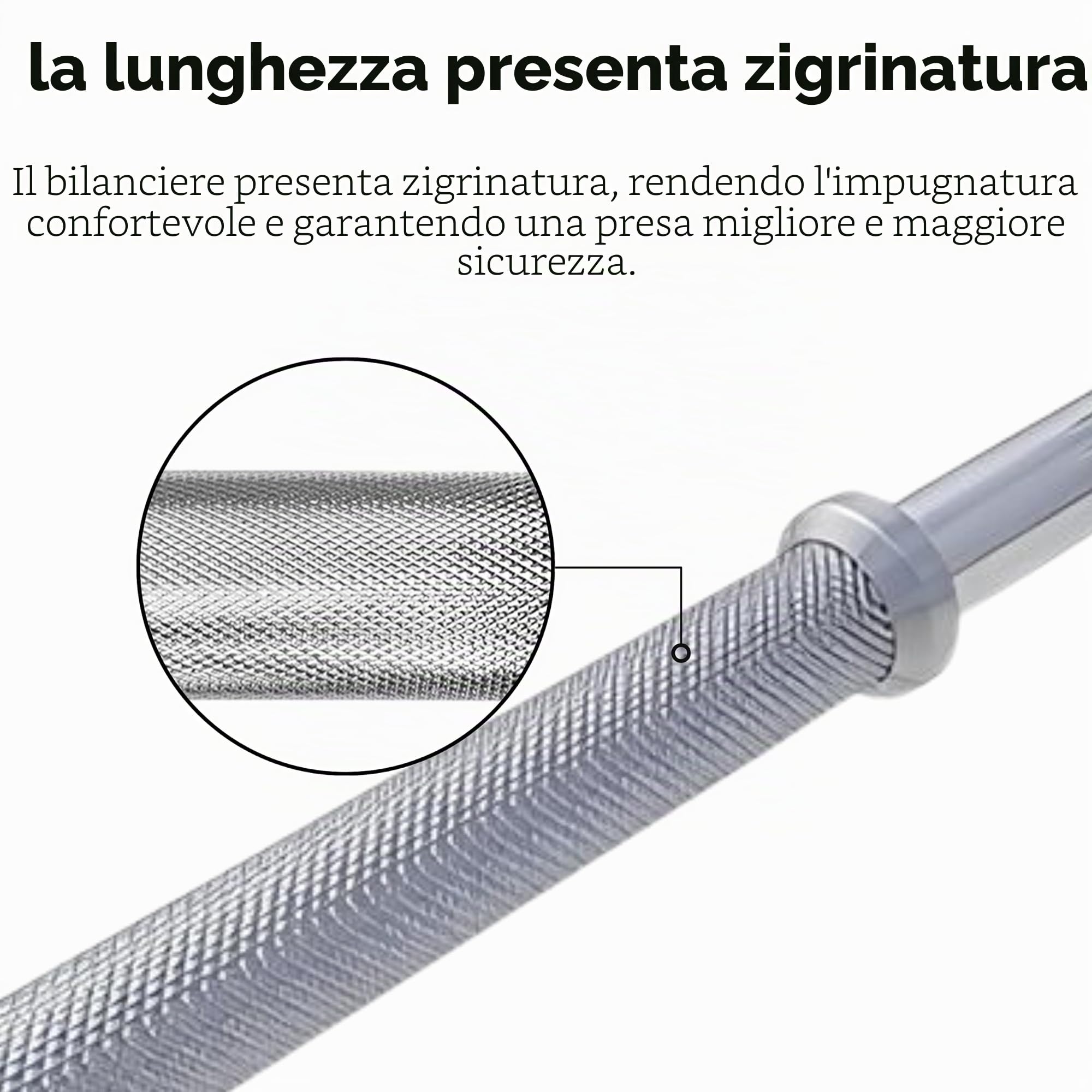 Bilanciere Palestra in Acciaio con Fermadischi Inclusi - Bilanciere 28mm Cromato 220 cm (11 KG) - Attrezzi Palestra Casa - Fitness Home Gym - Allenamento a Casa ottimale