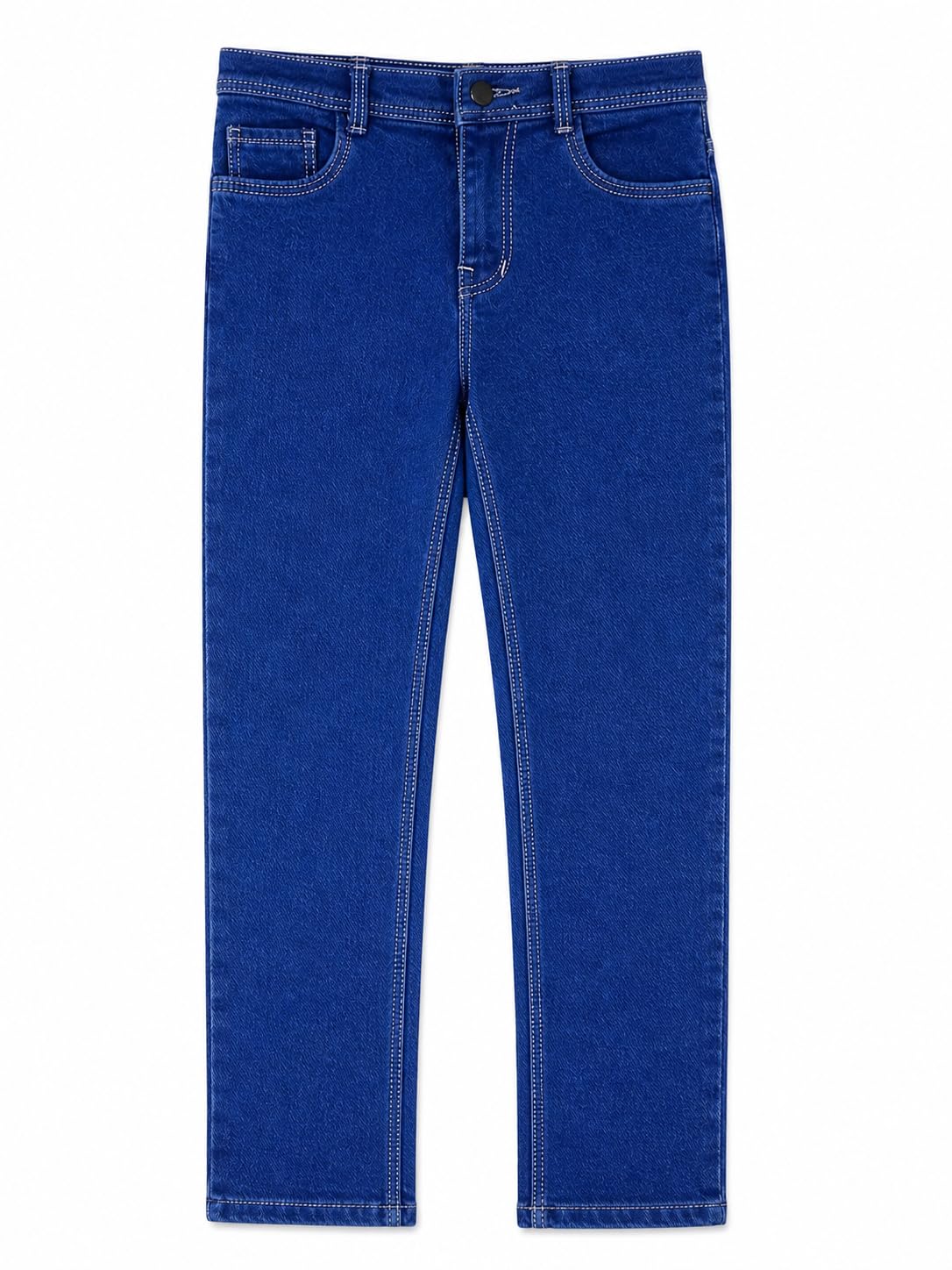 Men's Royal Blue Denim Jeans, Regular Fit, Straight Leg, Mid Rise, 5-Pocket Style with Contrast Stitching-picture-45