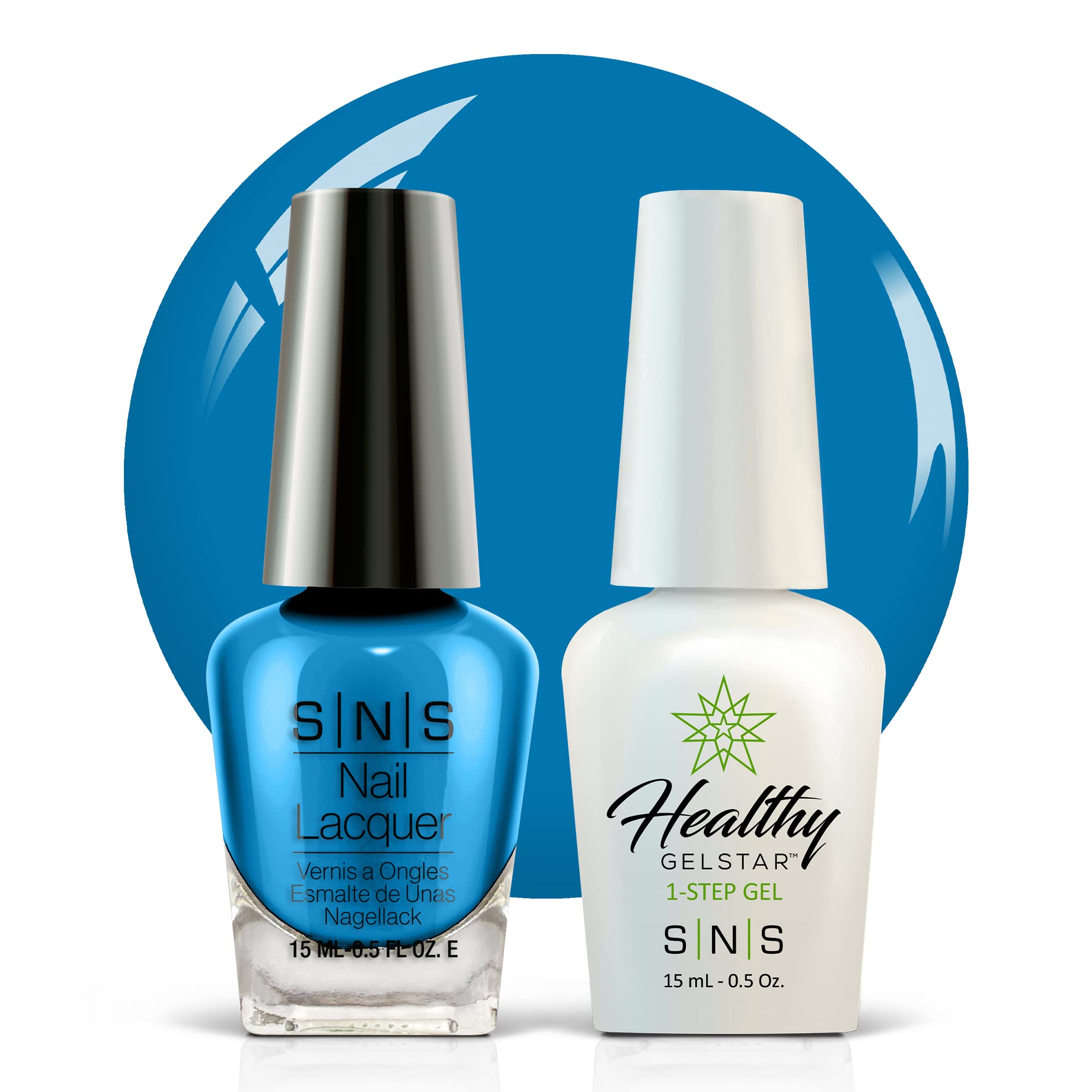 SNS Nail UV Gel and Nail Polish Lacquer Combo, Candy Sprinkles - Giant Blue Gumball (Blue) - Long-Lasting Nail Color, Gel & Lacquer Duo Lasts 14 Days