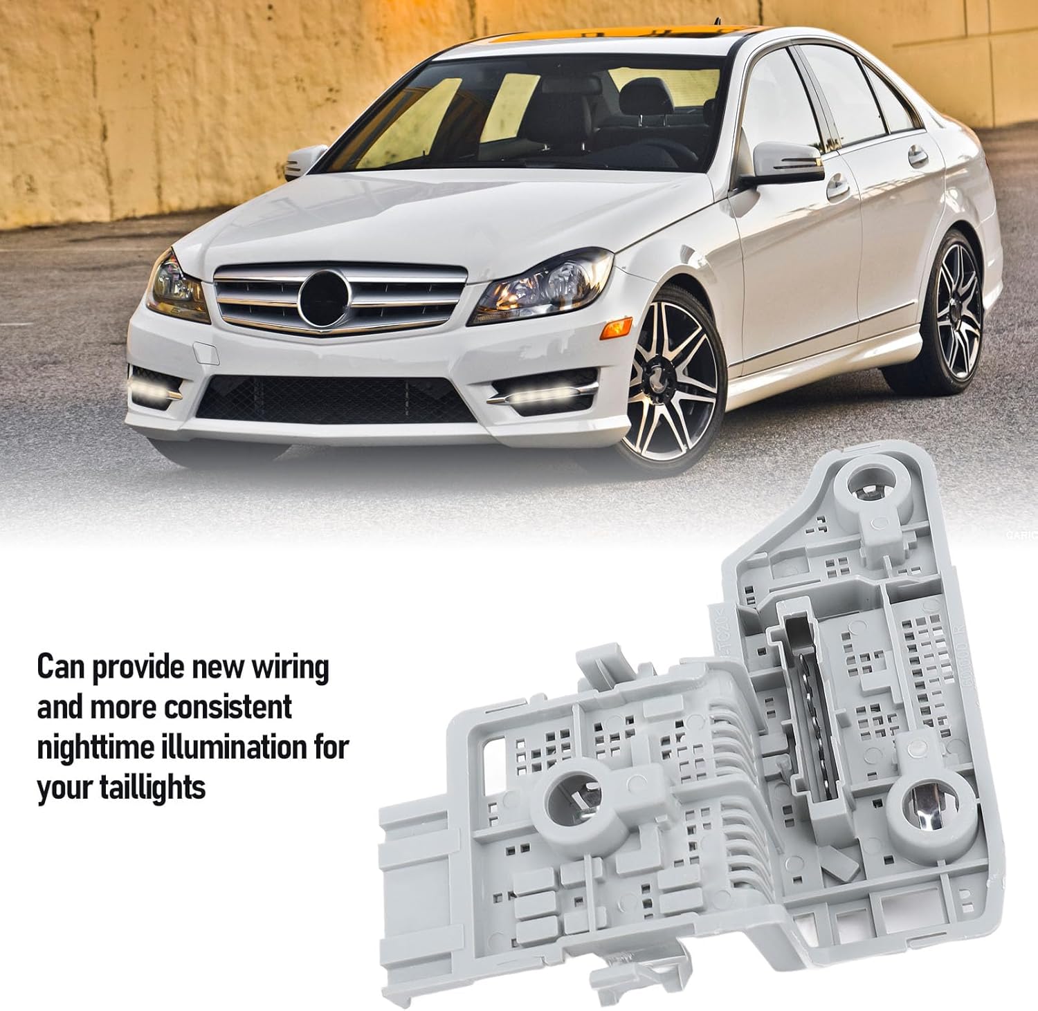 Tail Light Bulb Socket Holder With Harness And Terminal Strong Support Replacement For C Class W204 Saloon 2012 To 2014 ABS Metal Alloy,Tail Light Wiring Harness (Right Rear: 2048202577)