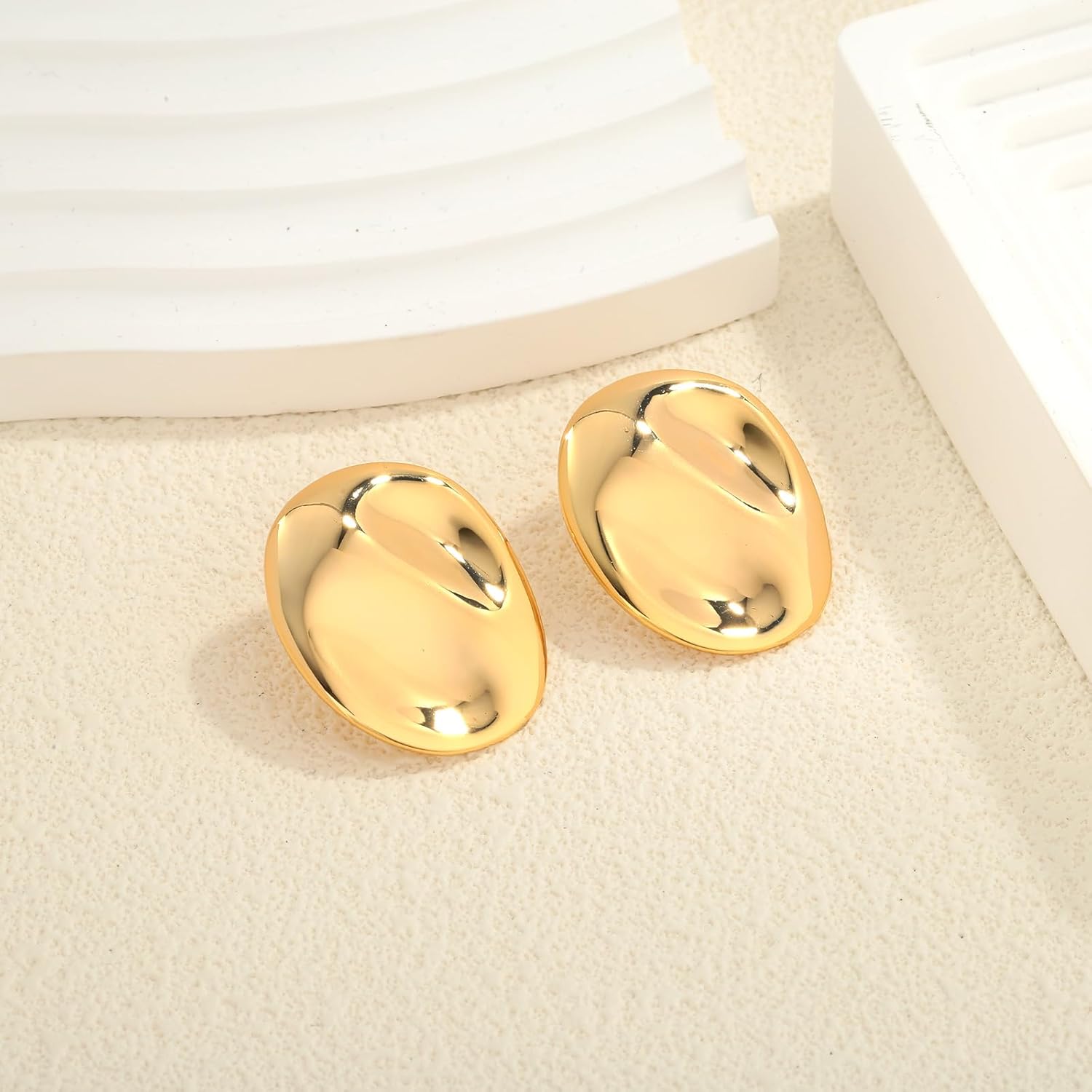 Irregular Gold Stud Earrings for Women Hammered Silver Stud Earrings Statement Geometric Earrings Vintage Gold Earrings - Image 8