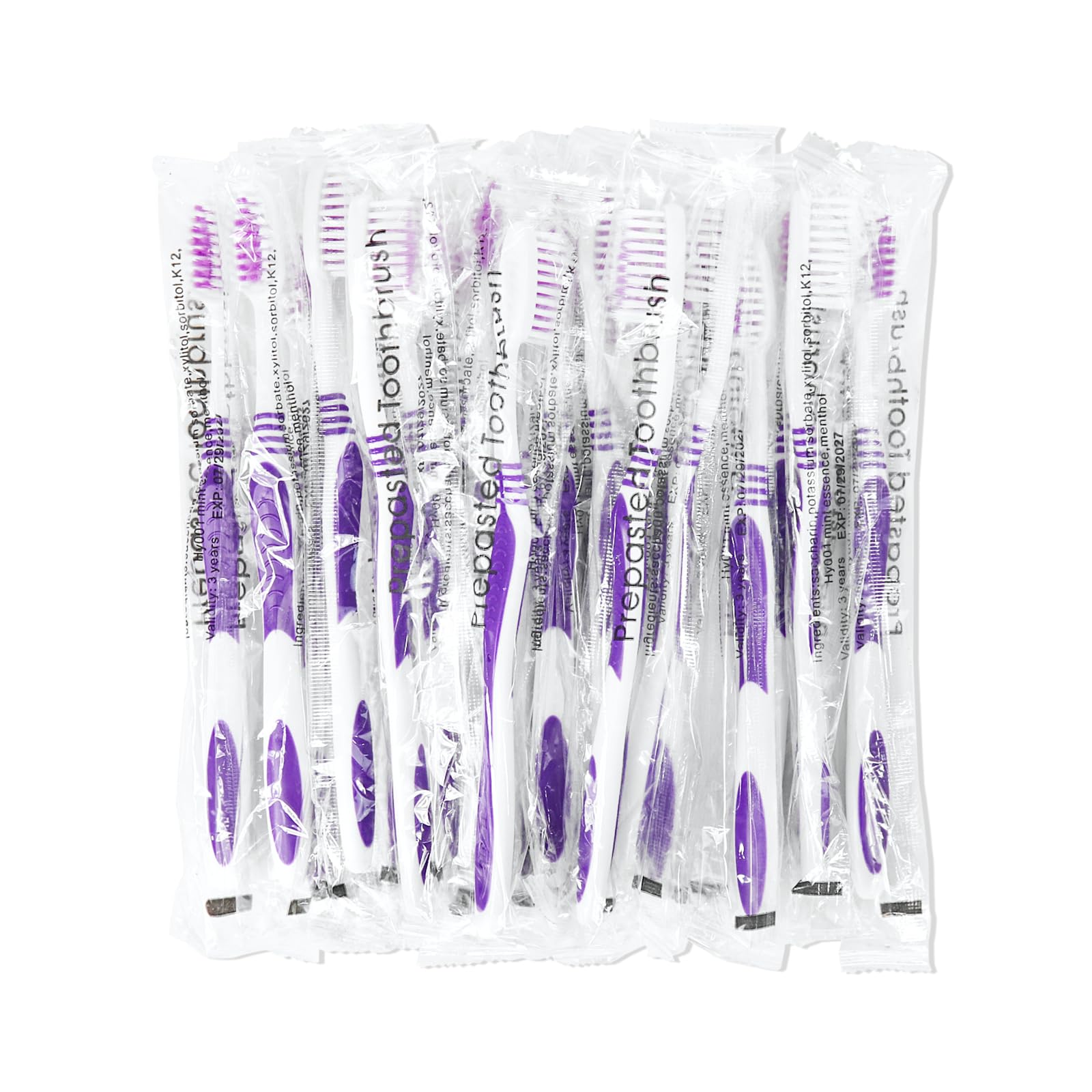 100 cepillos de dientes desechables prepegados, envueltos individualmente, cepillos de dientes prepegados, cerdas suaves, cepillo de dientes de viaje, envuelto de un solo uso para hotel, camping,