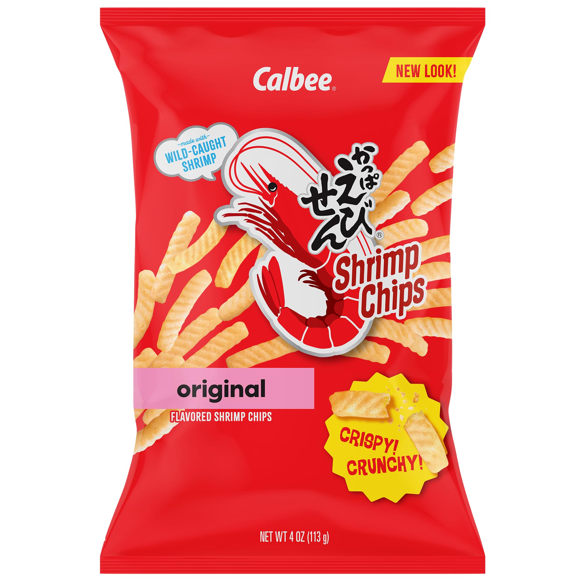 Snapea Chips - Baked - Shrimp Flavored - 4 oz - case of 12 - Wheat Puffed Snacks