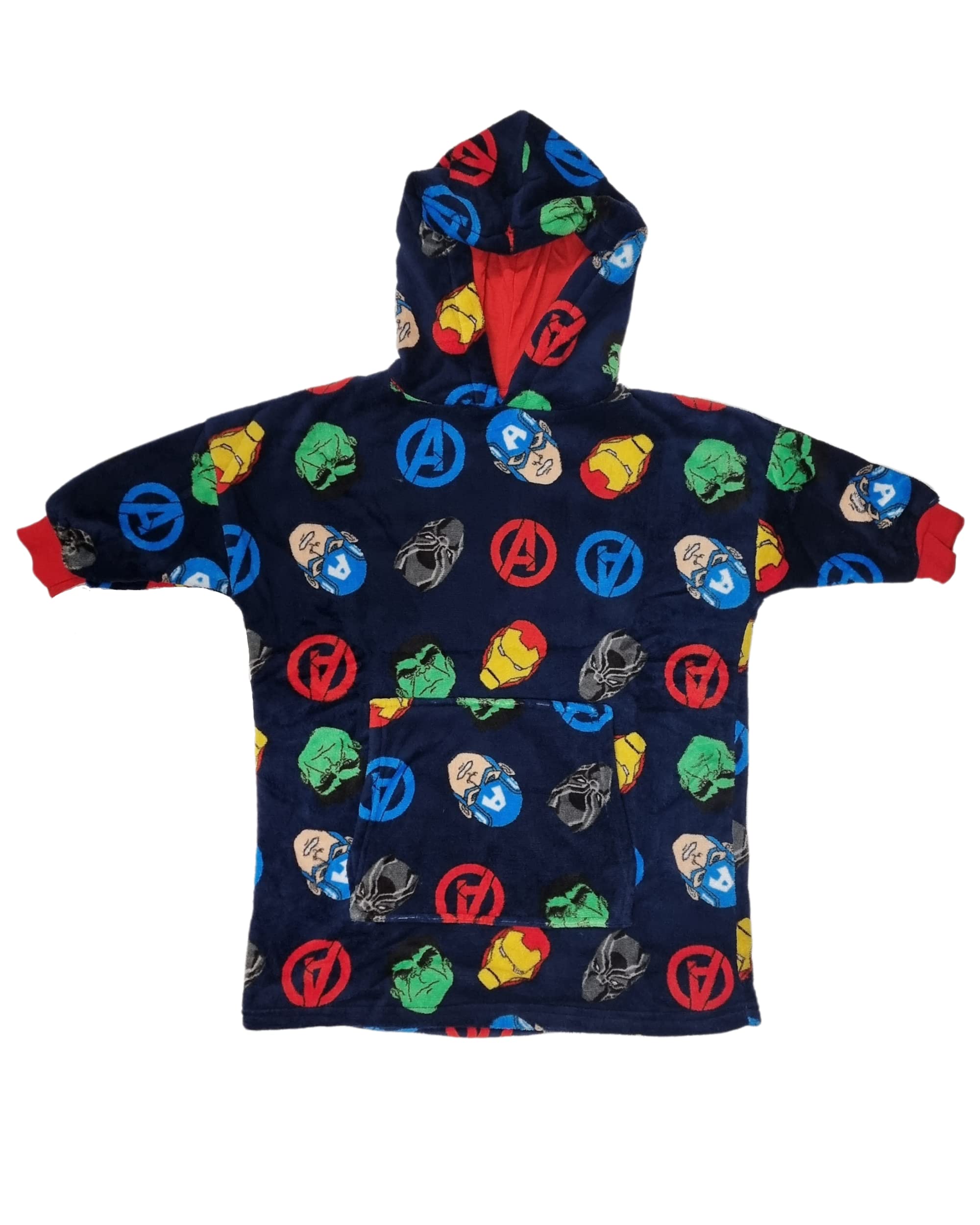 Marvel Boys Navy Avengers Deluxe Oodie/Oversized Blanket Hoodie Fleece Dressing Gown 7-8Yrs