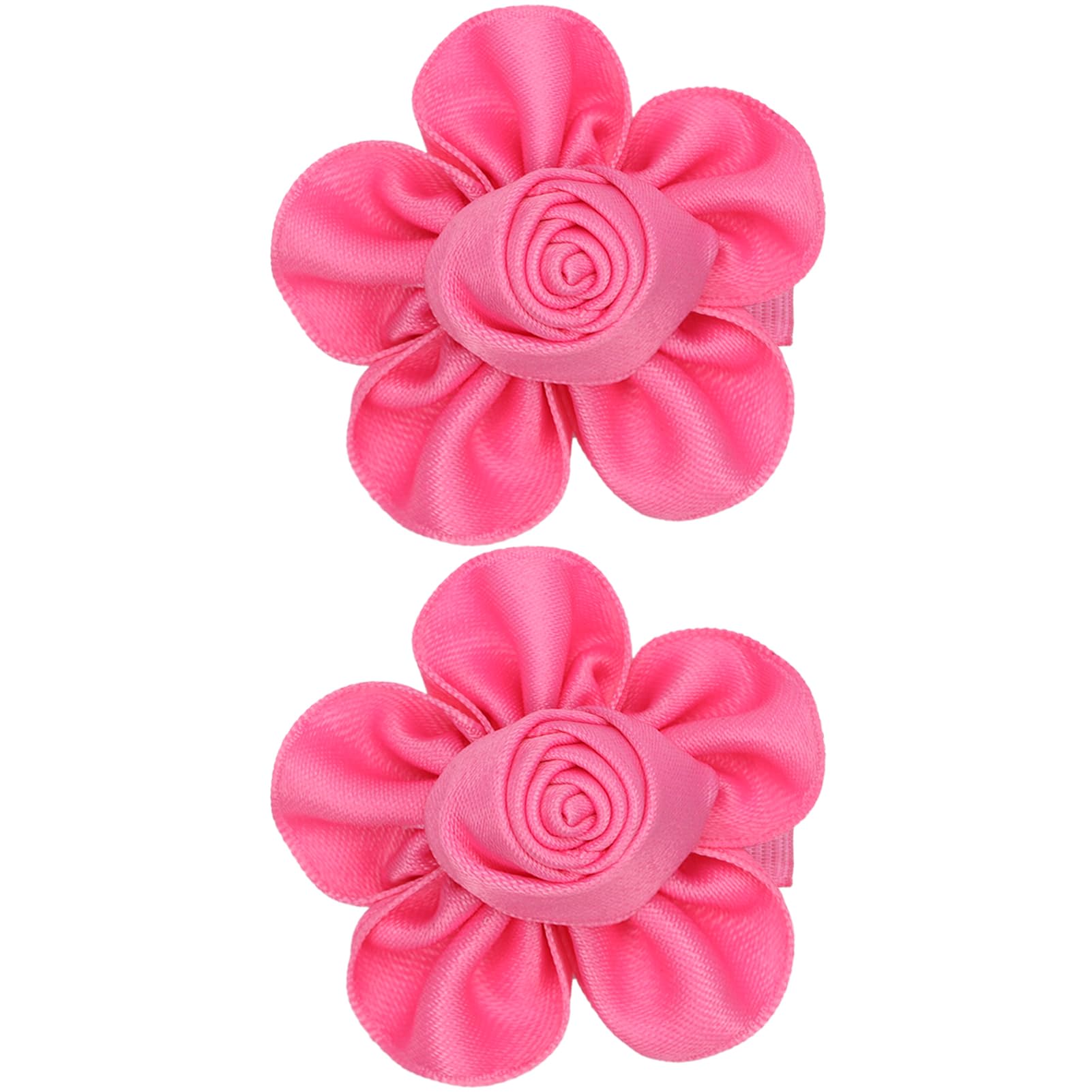 ZOLYCO Tiny 2 Inch Flower Hair Bows Clips - Lined Boutique Alligator Hat Hairpin for Baby Girls, Toddlers, and Little Teens - Kids Barrettes Set of 2
