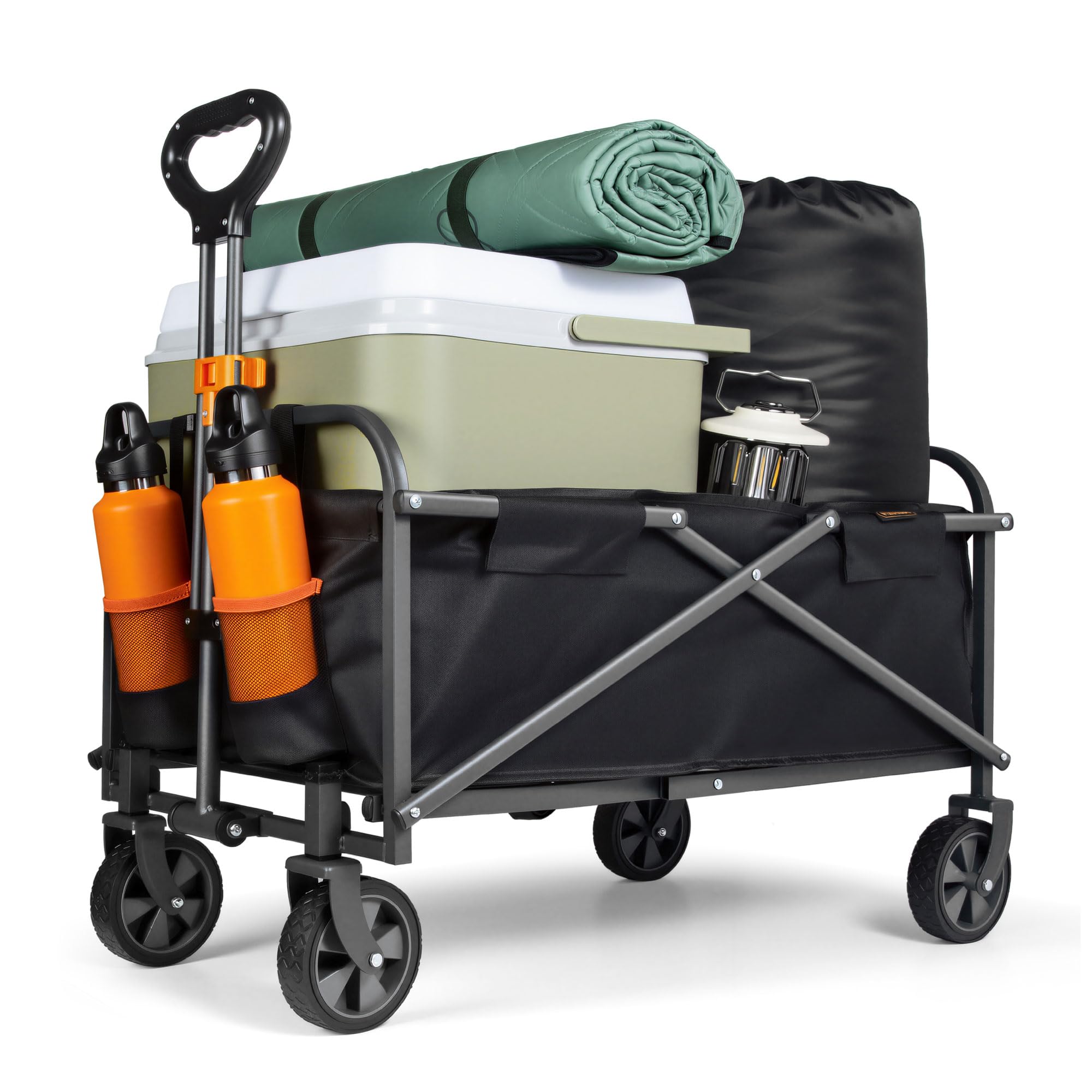 VonHaus Festival Cart on Wheels – Foldable Portable 70L Camping Trolley with 100Kg Weight Capacity – Garden Cart with 360° Rotating Wheels & 2 Cupholders for Garden, Picnic, Shopping & Fishing — view 8