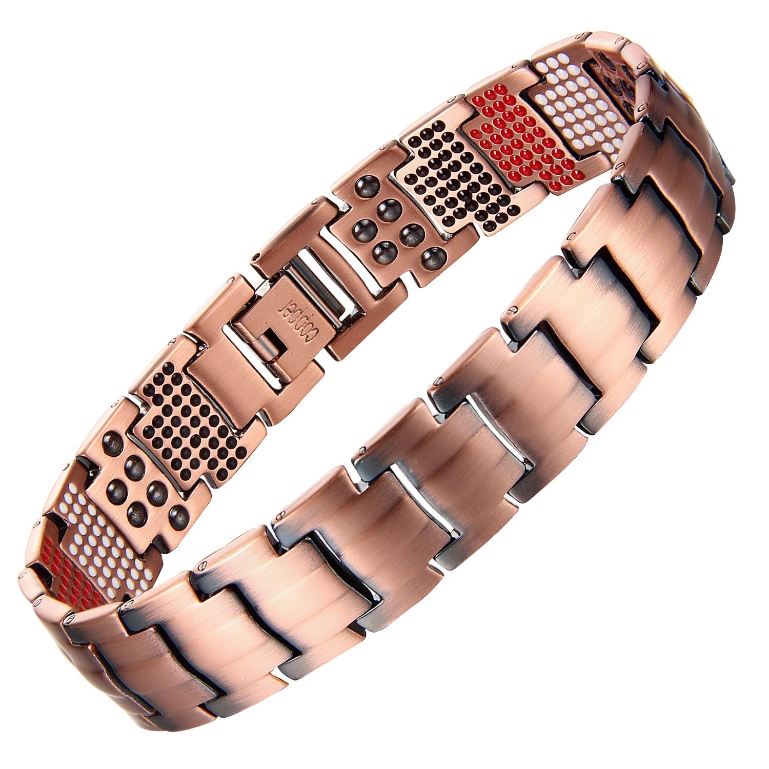 Men's Magnetic Therapy Bracelet – Pure Copper Link Bracelet with Germanium, FIR, Negative Ions & Magnet – Pain Relief & Wellness Wristband – Adjustable Size-image-5