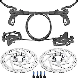 Conjunto de freio a disco MT200, kit de freio a disco hidráulico com rotores de 160 mm, dianteiro esquerdo 850 mm e traseiro direito 1450 mm, kit de freio hidráulico de pistão duplo de liga de