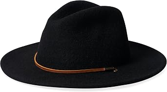 Brixton Mens Field Wide Brim Felt Fedora Hat, black, Medium
