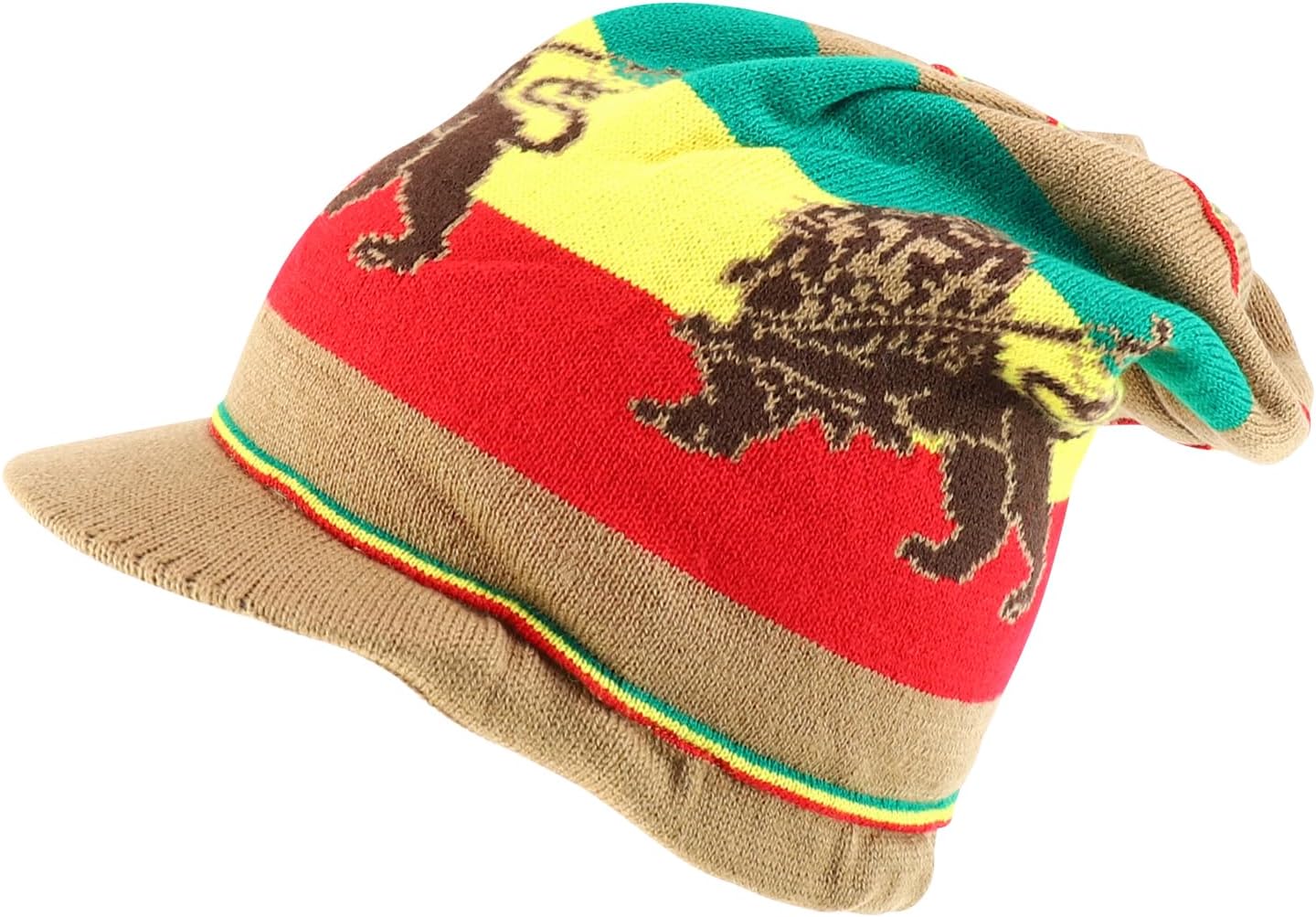 Armycrew Jamaica Rasta Lion Printed Dreadlock Deep Beanie Visor
