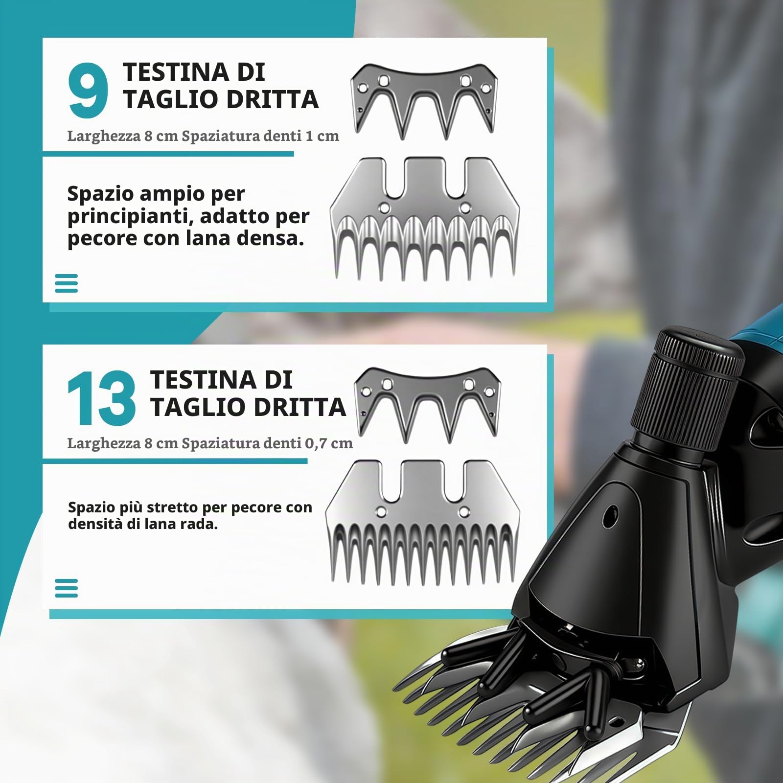 Forbici per pecore a batteria Makita da 18 V, 2400 giri/min, 6 velocità, forbici per lana senza spazzole con 2 lame, forbici elettriche per pecore e capre (batteria non inclusa)