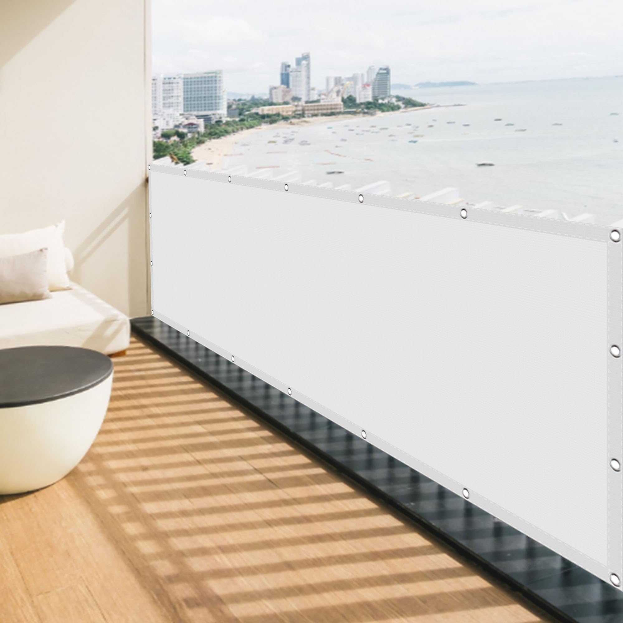 Voile d'ombrage 2.6 x 3 m rectangulaire couleur sable et blanc avec oeillets pour terrasse