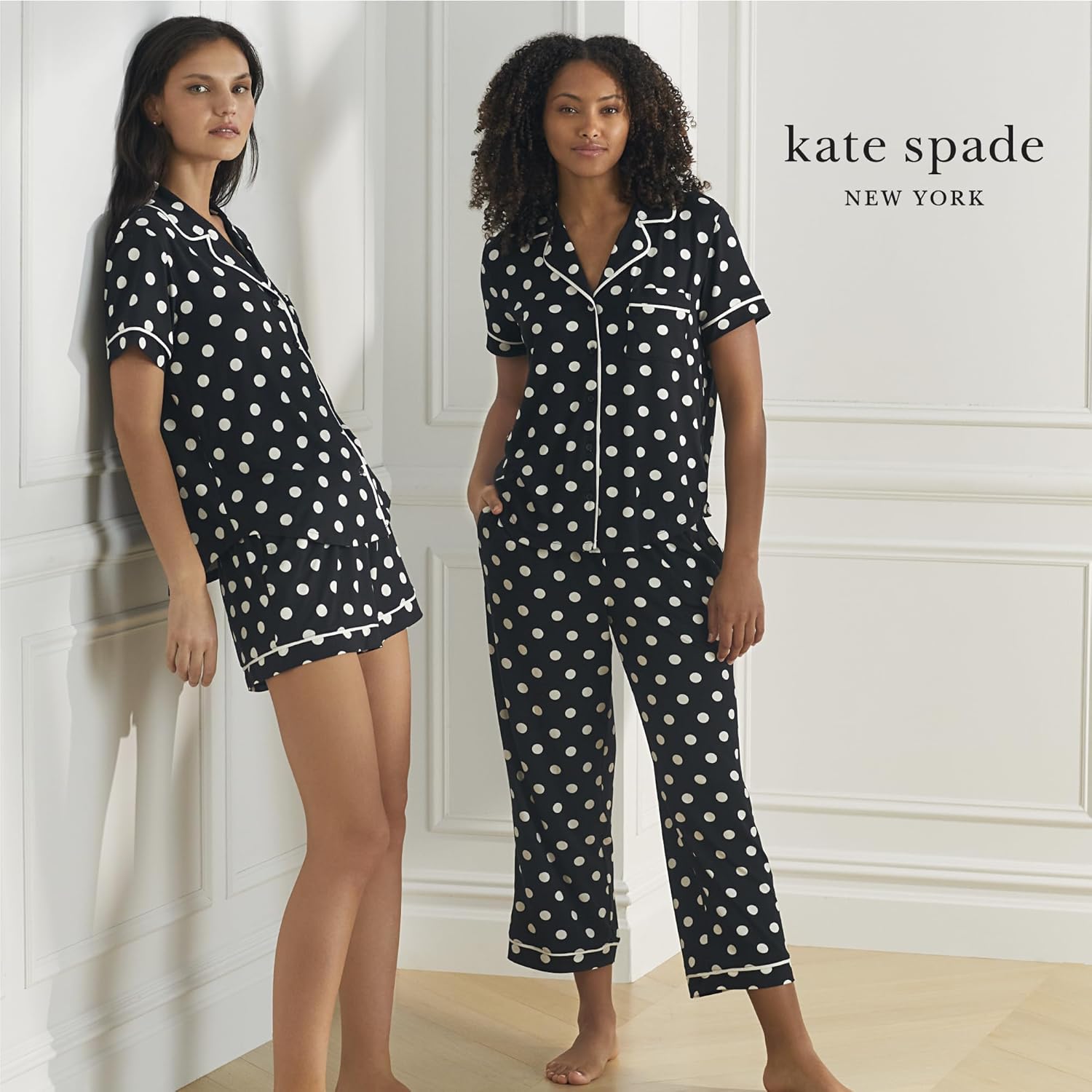 kate spade new york Pajamas for Women 2 Piece Set Comfy Modal Classic Short Sleeve Notch Collar Button Top & Shorts - Image 3