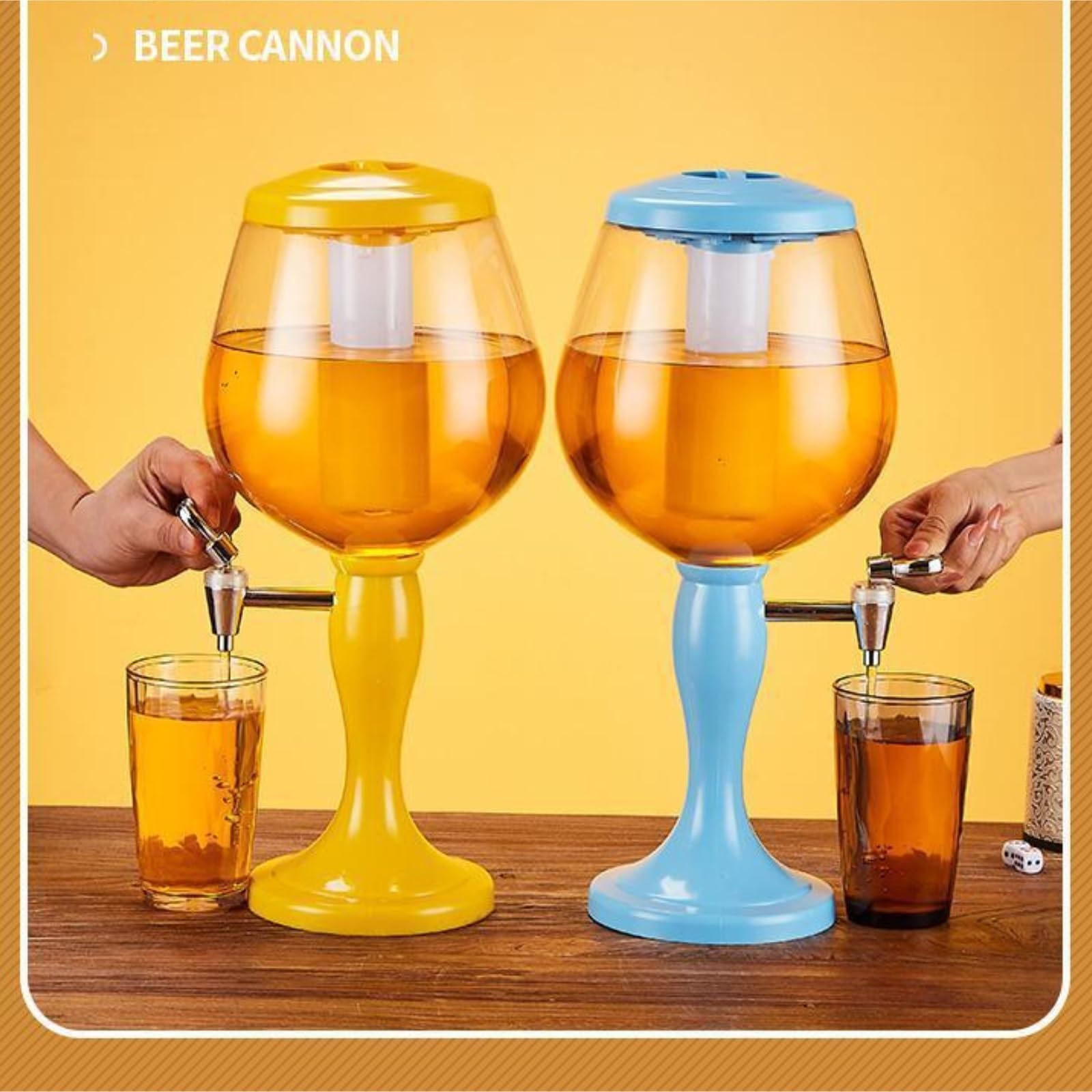 Bierspender 3L Biergetränkespender mit Eisrohr Mimosa Margarita Tower mit Zapfen for Game Party Bar(Silver)