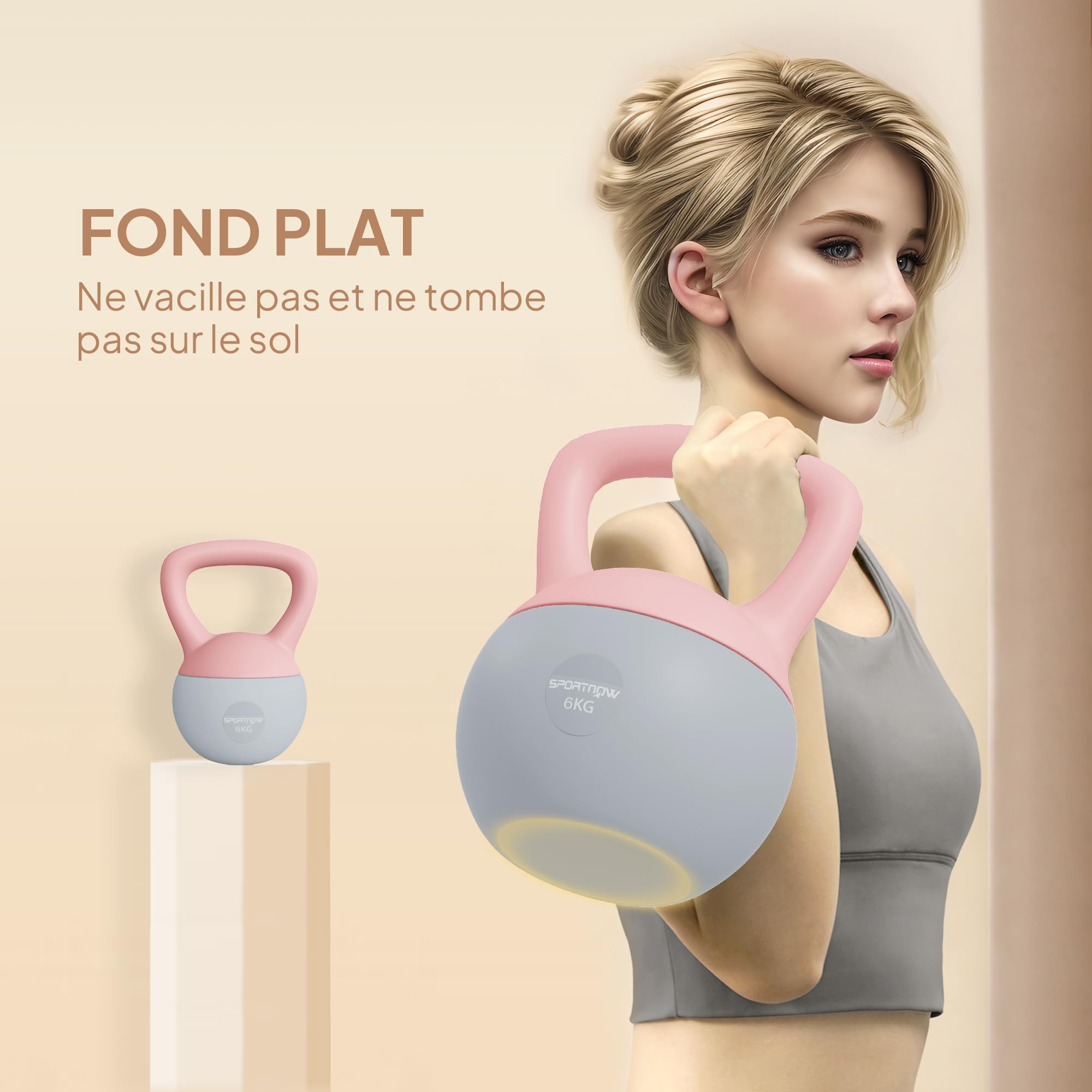 SPORTNOW 6kg Kettlebell con impugnatura antiscivolo, Rosa e Grigio | Kettlebell, Sollevamento pesi, Allenamento di forza