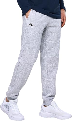 Kappa VRODELL - Pantalones Deportivos de chándal para Hombre de Tela de Sudadera. para Deporte, Ocio y Fitness. Cintura con cordón. En los Colores Gris y Negro, y Las Tallas S, M, L, XL, XXL y 3XL