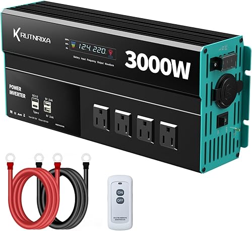 Miniatura 9 de RUTNRIXA Inversores de corriente 400 W, 12 V CC a 110 V CA, convertidor para vehículos, 2 puertos USB, adaptador de cargador de coche con una salida