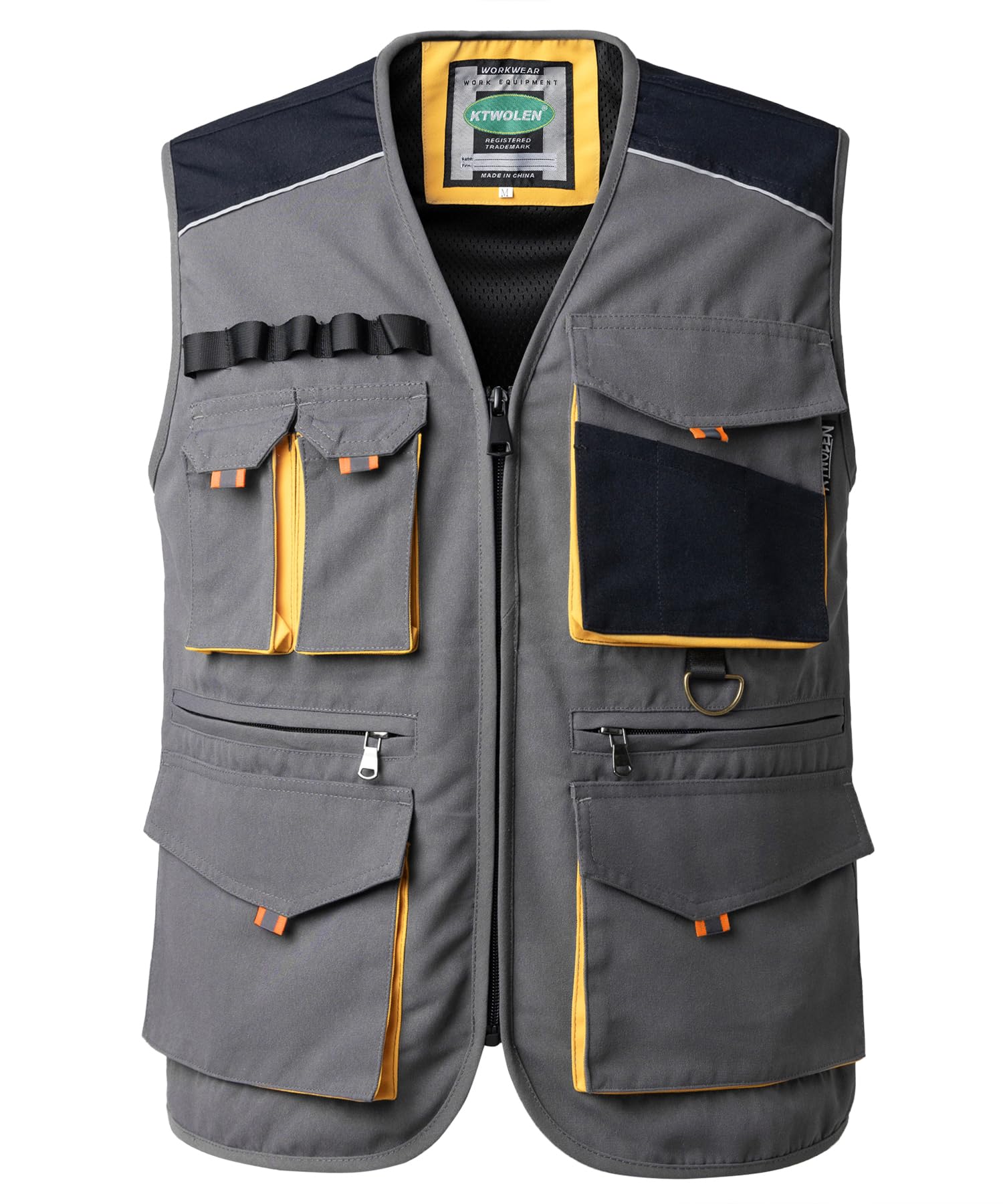 KTWOLEN Arbeitsweste Herren mit Vielen Taschen Robuste Montageweste mit Reflektierenden Details Handwerker Kleidung für Industrie Outdoor
