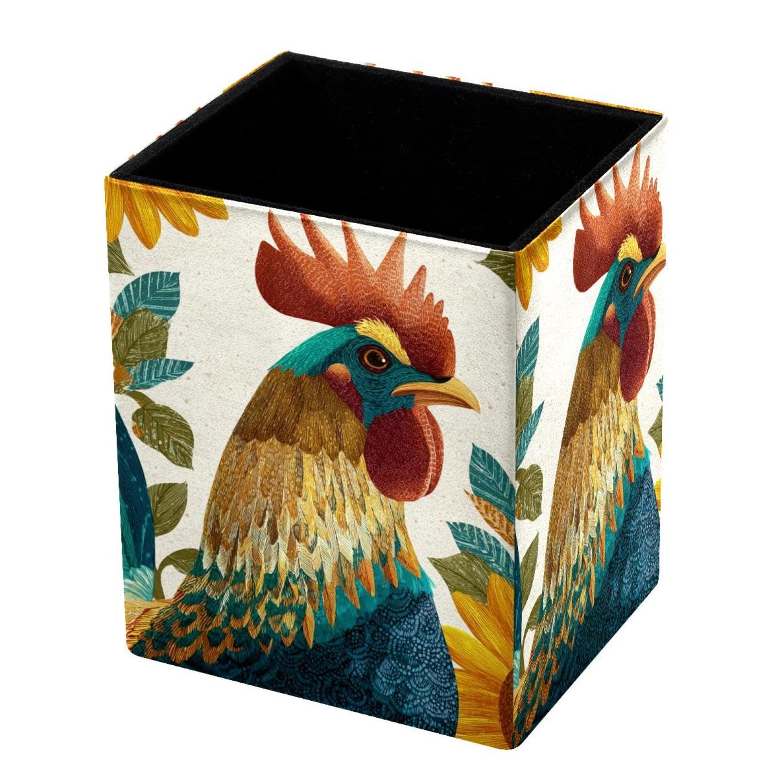 VAPOKF Pencil Holders for Desk, Rooster Printed Pen Holders Pen Pot Makeup Brushes Storage Desktop Stationery Supplies Organiser for Home Office