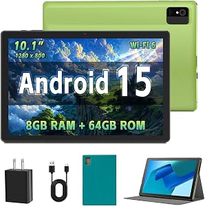 Android Tablet 10 Inch, Android 15 Tablet with 8(4+4) GB RAM 64GB Storage, Expandable to 1TB, WiFi 6, Bluetooth 4.2, Octa-Core, 2025 Android Tablet for Work and Entertainment – Green
