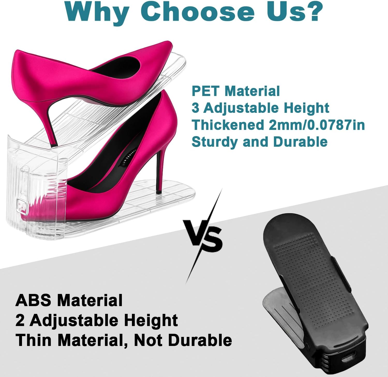 12 Pack Shoe Slots Organizer, Durable Stackable Shoe Holder for Closet Organization, Clear Double Layer Shoe Space Saver, Adjustable Shoe Stacker for Slippers, Loafers, Heels & Sneakers