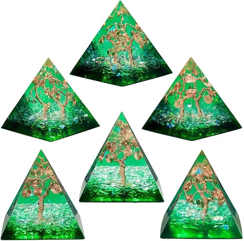 Miniatura 4 de Rockcloud Healing Crystal Gold Wire Orgone Pyramid Stone Figurine Energy Generator for Meditation Reiki Balancing, Tourmaline