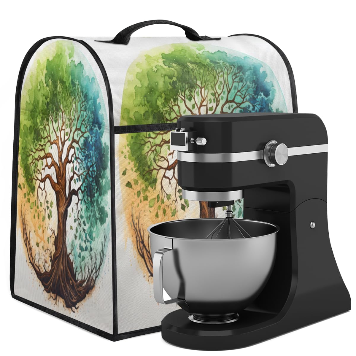 Coffee Maker Cover Watercolor Tree Kitchen Appliance Covers Small Appliance Covers Blender Cover Juicer Cover Dust Covers for Kitchen Appliances with Top Handle and Pockets,Washable,C829