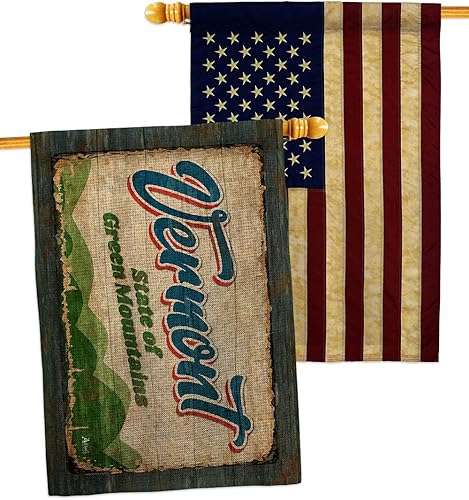 Miniatura 1 de Vermont - Bandera vintage de arpillera – Paquete de apliques de área particular de Estados Unidos Regionales de Estados Unidos, Territorios