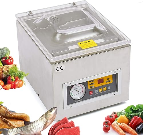 DZ-260S - Máquina selladora al vacío de cámara de alimentos de cocina comercial, selladora de máquina de envasado de 110 V para ahorro de alimentos,