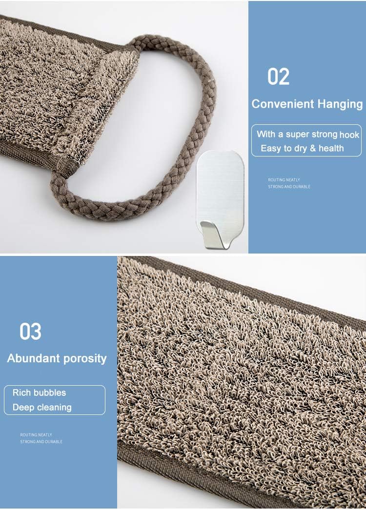 Loofah Back Scrubber for Shower for Men/Women, Natural Soft Flax Back Scrub Washer, Extra Long Back Exfoliator Cleaner for Shower Acne, Dual-Sided Bath Exfoliating Scrubber, Deep Clean&Invigorate Skin : Beauty & Personal Care