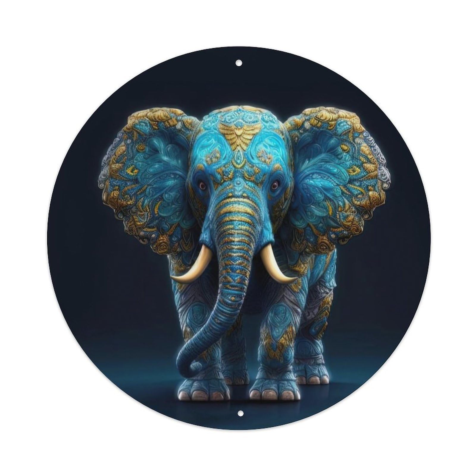 Animal Artwork Blue Elephant Vintage Metal Tin Sign Plaque Wall Decor for Cafe, Club Bar, Office, Garden Metal Poster 8x8Inch