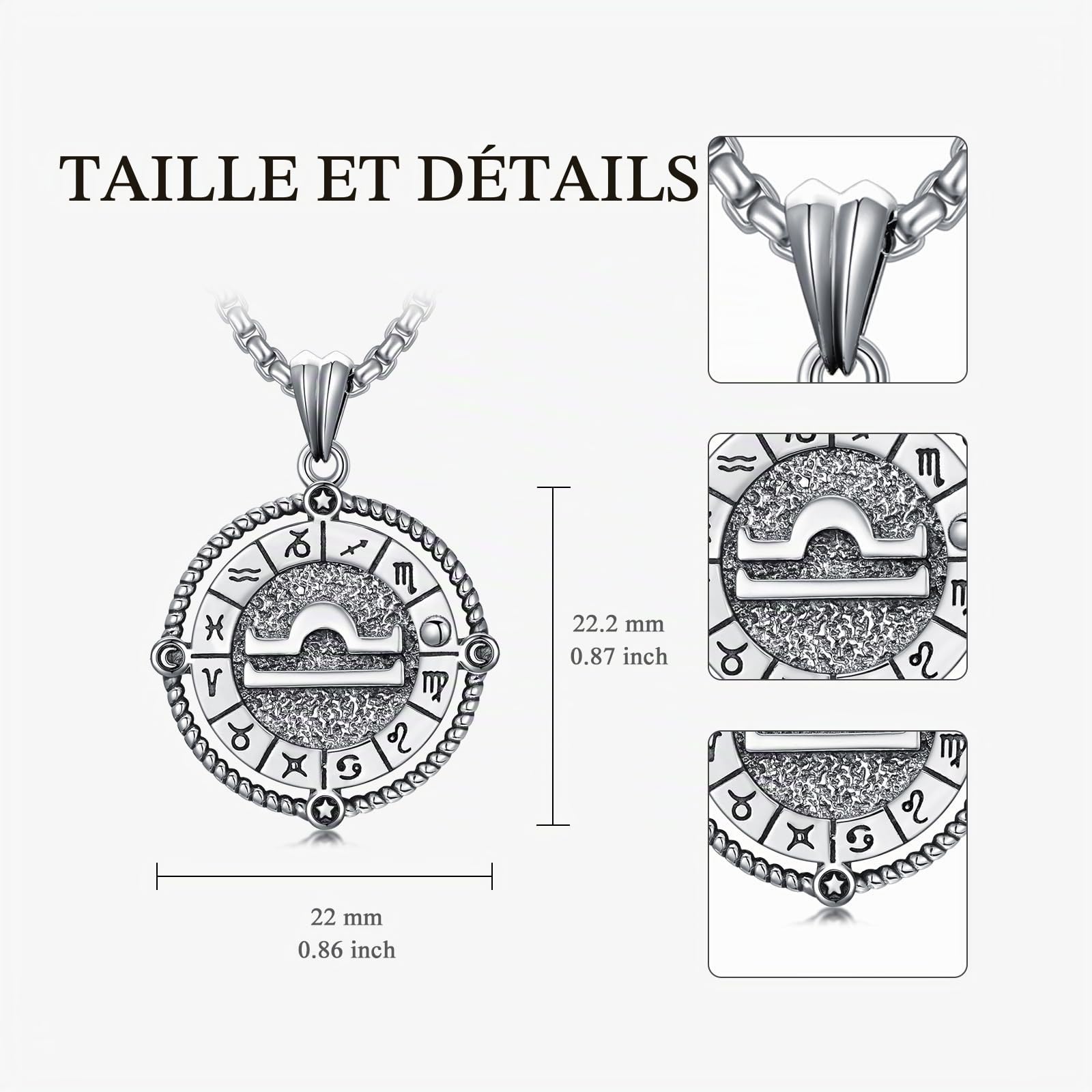 ROMANTICWORK Collier avec pendentif astrologique en argent sterling 925 avec 12 constellations - Cadeau pour homme et femme